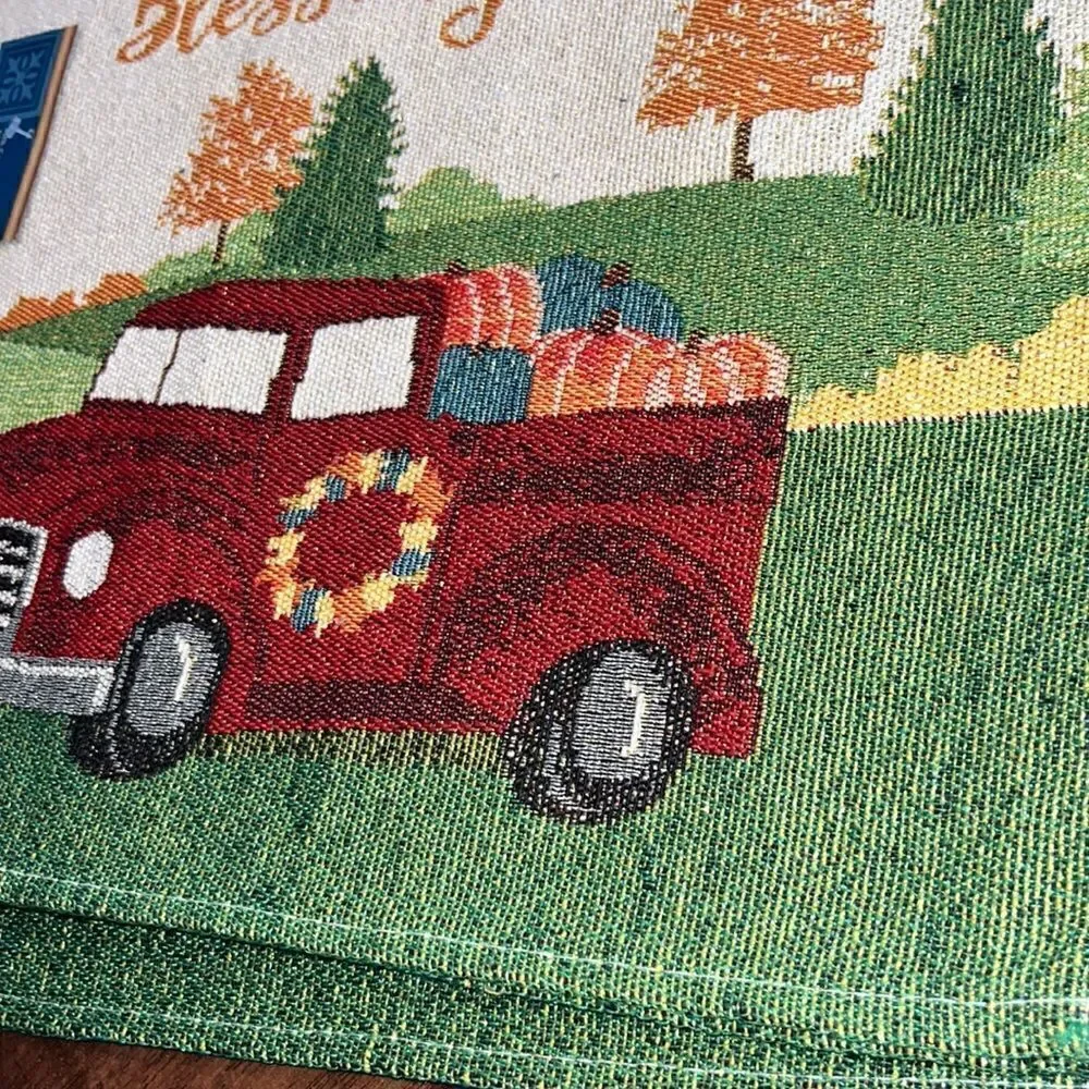 Home Collection Set of 4 Tapestry Cotton Blend Placemats “Harvest Blessings”